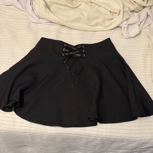 Black Lace Up Skirt
